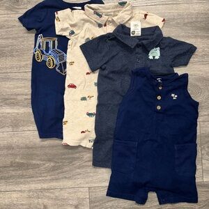 First Impressions Kids Bodysuits - Navy and Cream